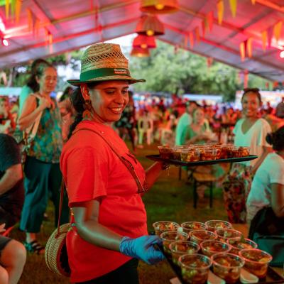 Samples being handed out at the Darwin International Laksa Festival 2021