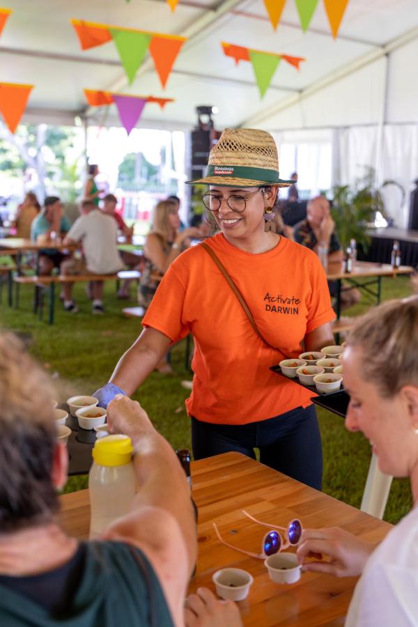 Laksa samples being handed out at the Darwin International Laksa Festival 2021